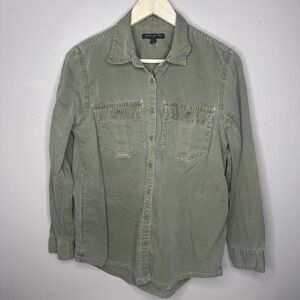 Banana Republic Shirt Mens Large Green Denim Military Long Sleeve Cotton